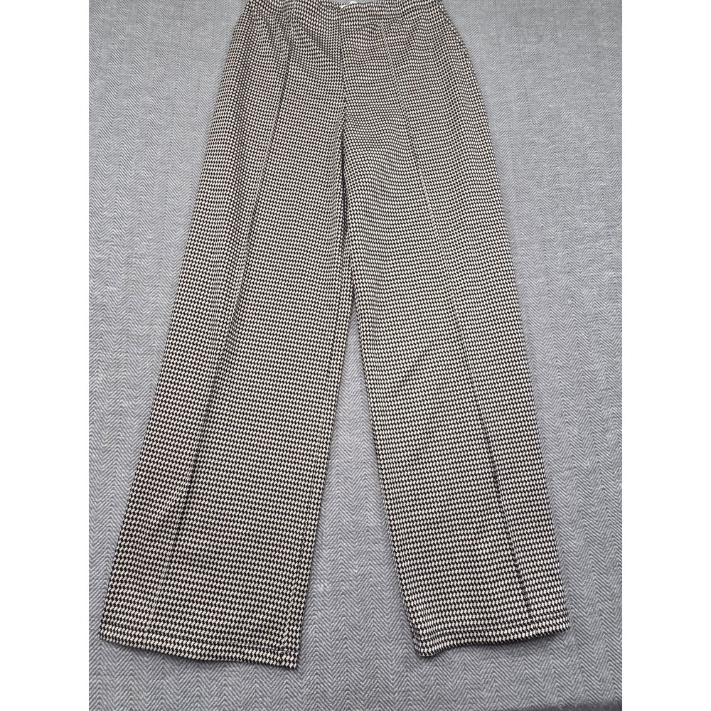 Max Studio London‎ Black White Houndstooth Wide Leg Knit Pants Womens Large L